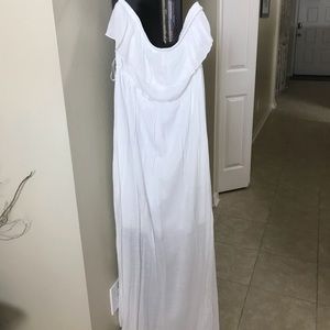 White strapless maxi dress